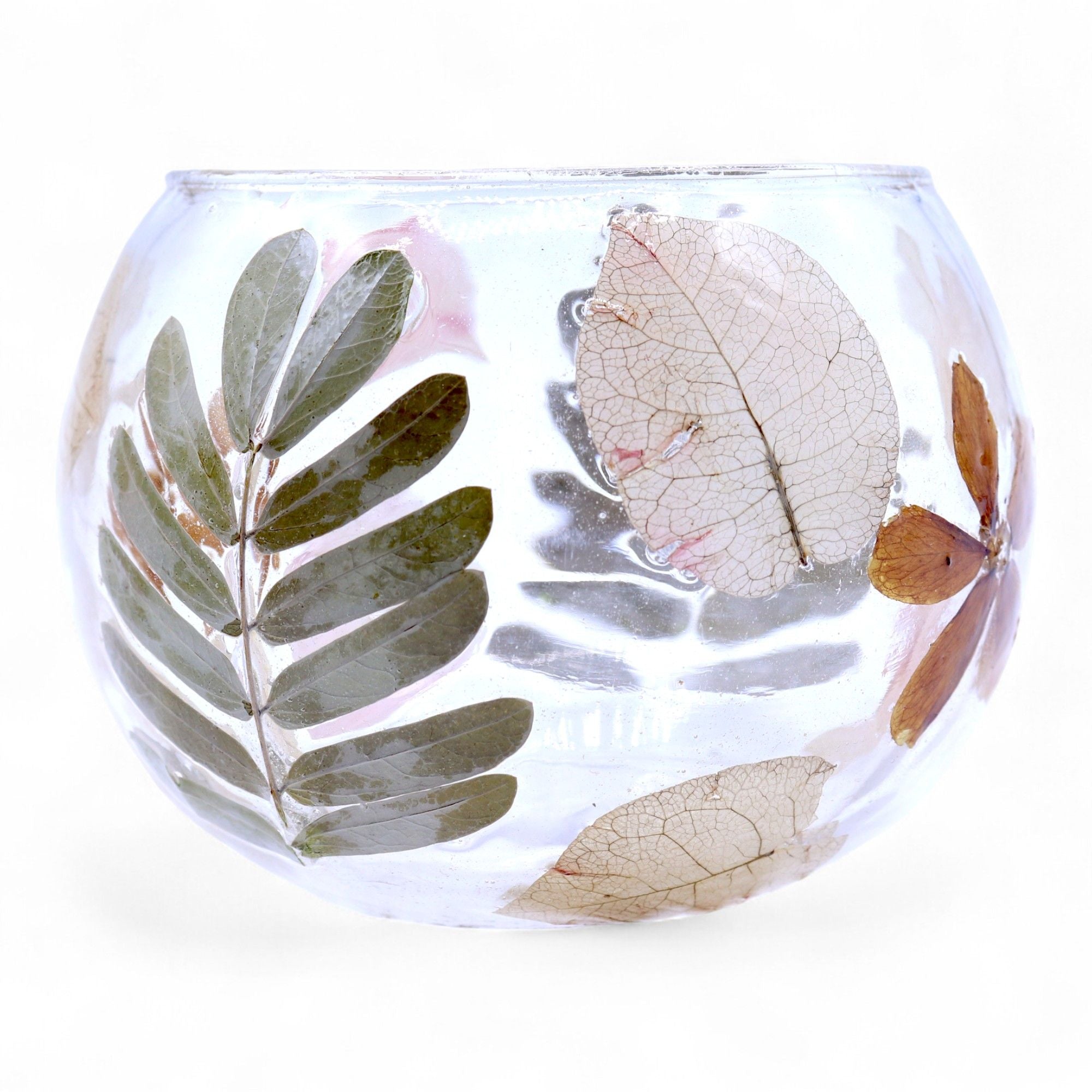 Natural Floral Glass - Bowl Candle Holder - Primavera  - (8x10cm)