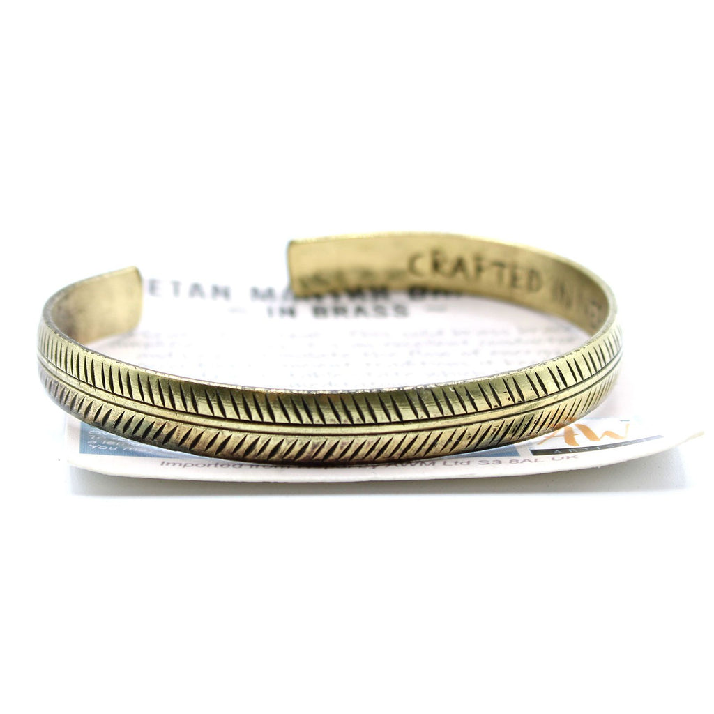 Brass Tibetan Bracelet - Slim Tribal Leaf